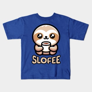 Slofee! Cute Coffee Sloth Pun Kids T-Shirt